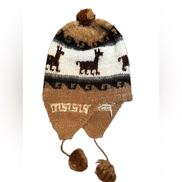 unbranded Other - NEPAL EARFLAP HANDMADE 100% WOOL Peruvian Buttery Soft Hat Brown Earflap Tassels